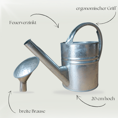 Zink Gießkanne 4l mit Brause - kleine Gießkanne für Garten und Zimmerpflanzen