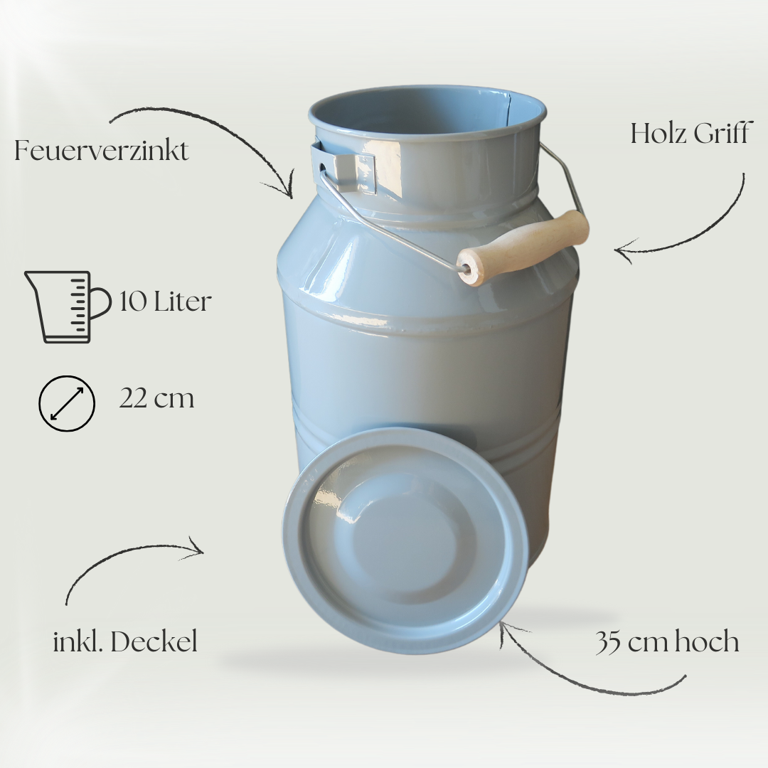 Milchkanne als Zinkgefäß grau - Zinkbehälter zum Bepflanzen - geeignet für Innen & Außen