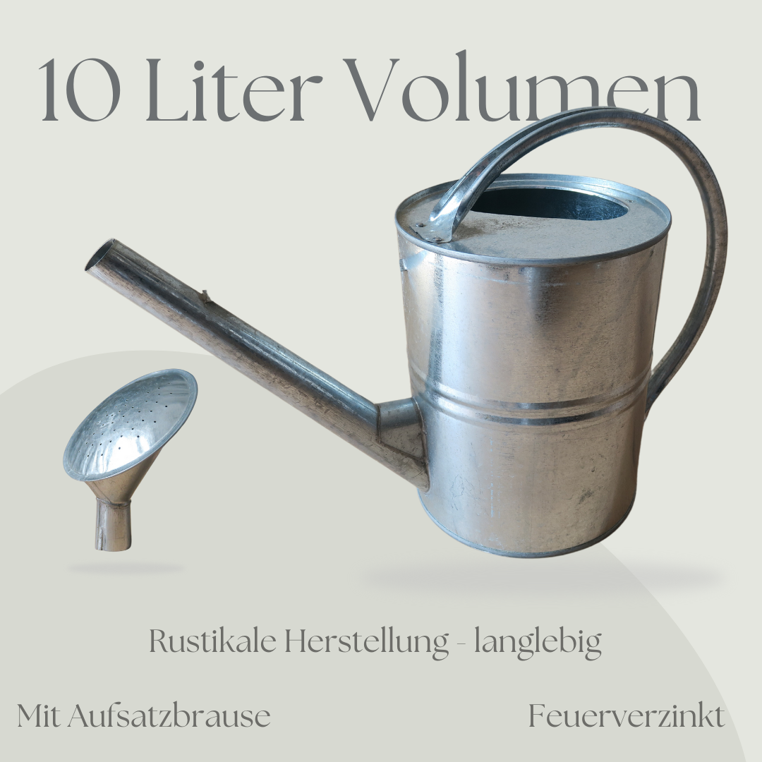 Giesskanne 10 Liter für Garten mit Brause - ideal zum Bewässern oder als Vintage Dekoration