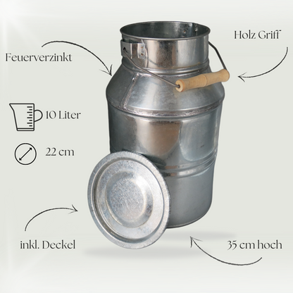 Milchkanne als Zinkgefäß - Zinkbehälter zum Bepflanzen - geeignet für Innen & Außen